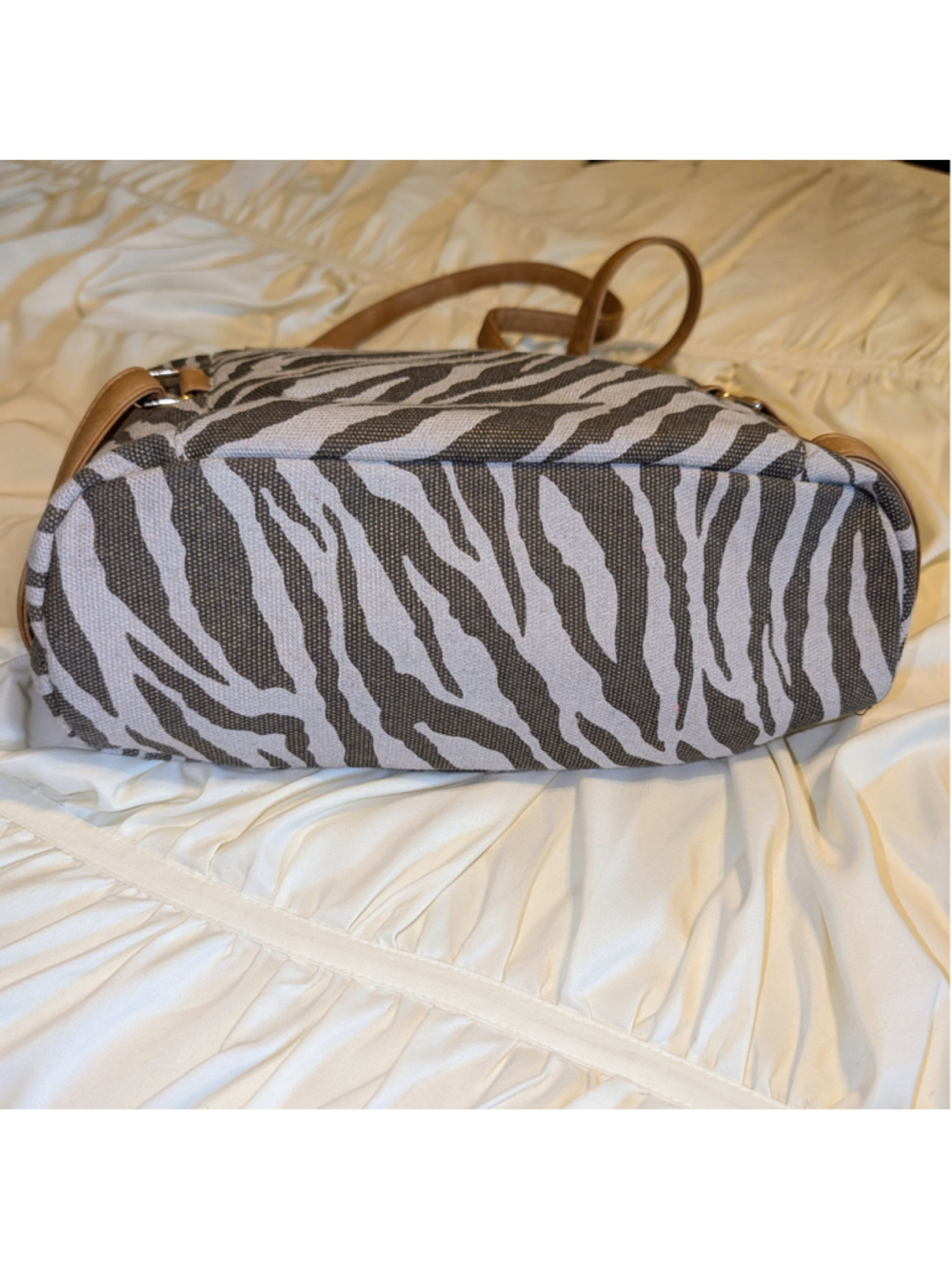 Rampage Zebra Print Tote Bag Women Canvas Faux Leather Shoulder Y2K Animal Print - Picture 4 of 13